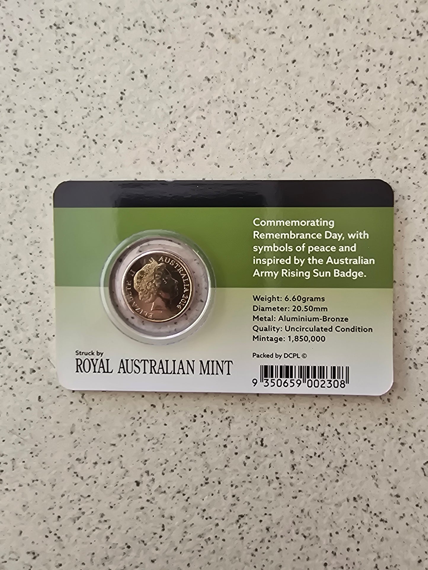Remembrance Dove 2014 $2 Downies Card