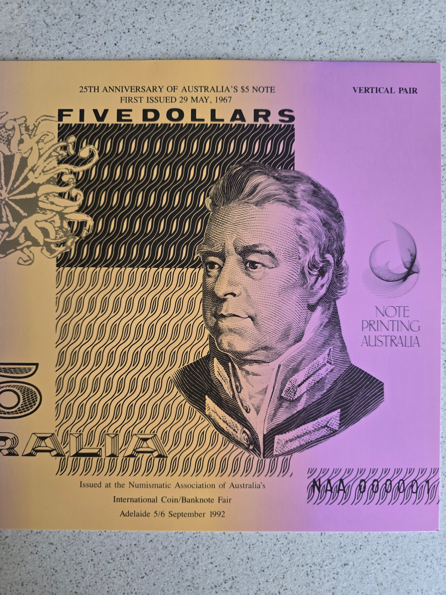 $5 25th Anniversary NAA Verticle Pair 1992