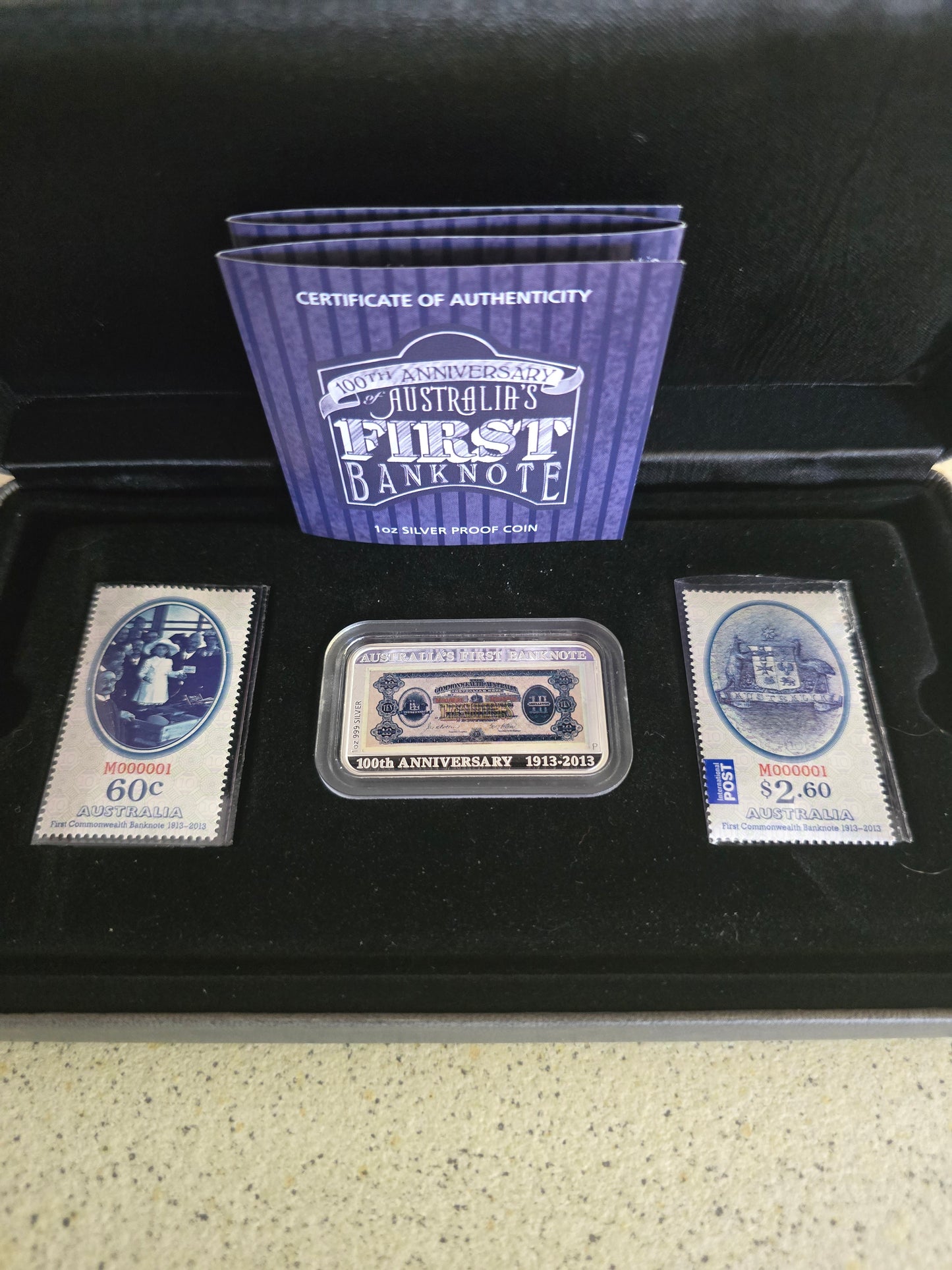First Banknote Centenary proof 1oz coin/stamp set