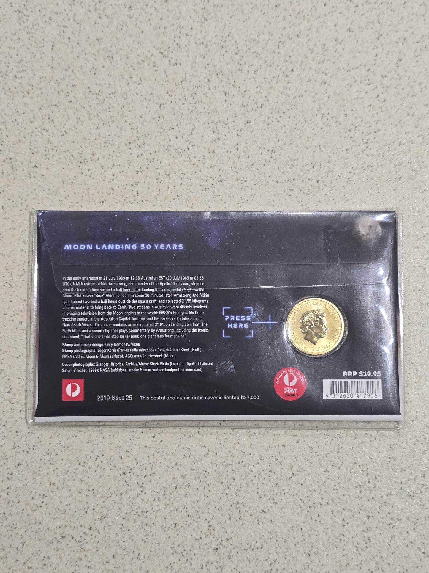 Moon Landing 50 years 1969-2019 (One Small Step) $1 PNC