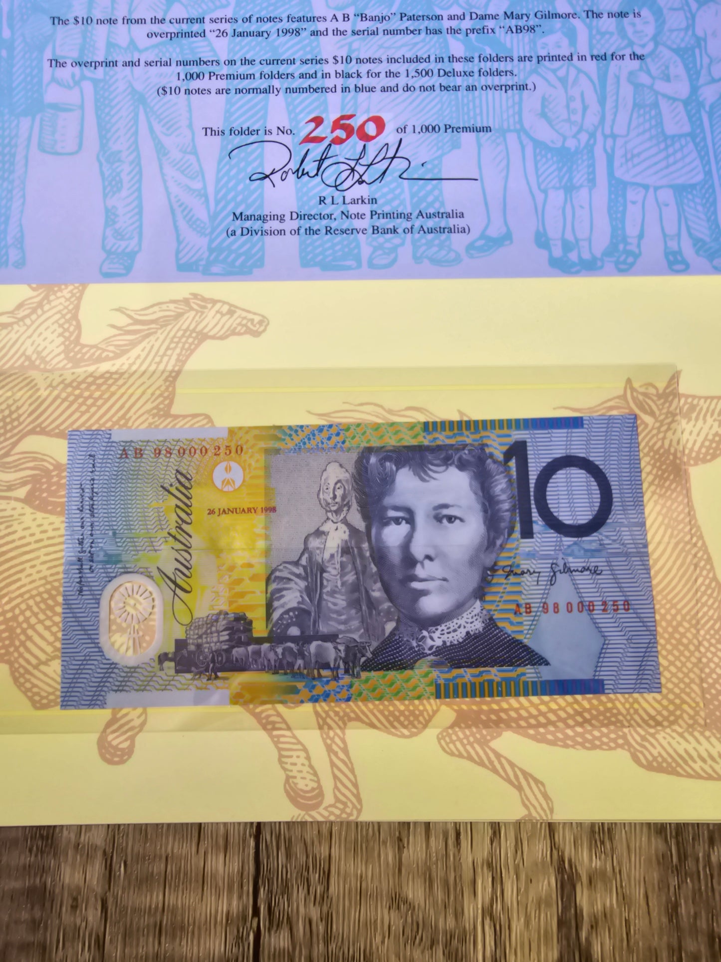 10th Anniversary of $10 Polymer 1988-1998 NPA Folder (Red Ink - Premium)