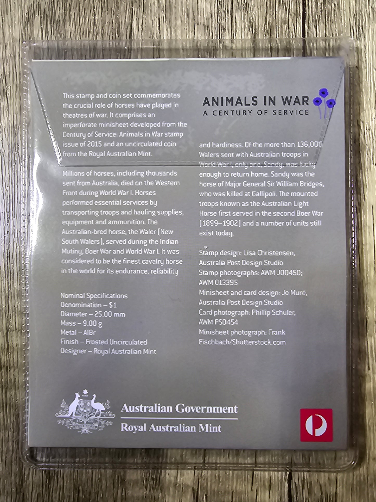 Animals In War, Centenary of Service $1 - Impressions 2015 4/150