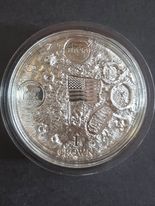 Pobjoy Mint 1 Crown - High Relief Domed 2oz Silver, 50th Anniversary Man Walking on the Moon 2019