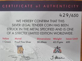 Pobjoy Mint 1 Crown - High Relief Domed 2oz Silver, 50th Anniversary Man Walking on the Moon 2019