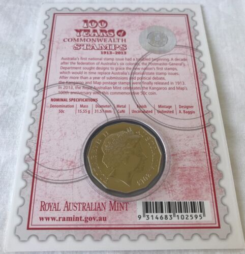 100 years of stamps 50c card 2013