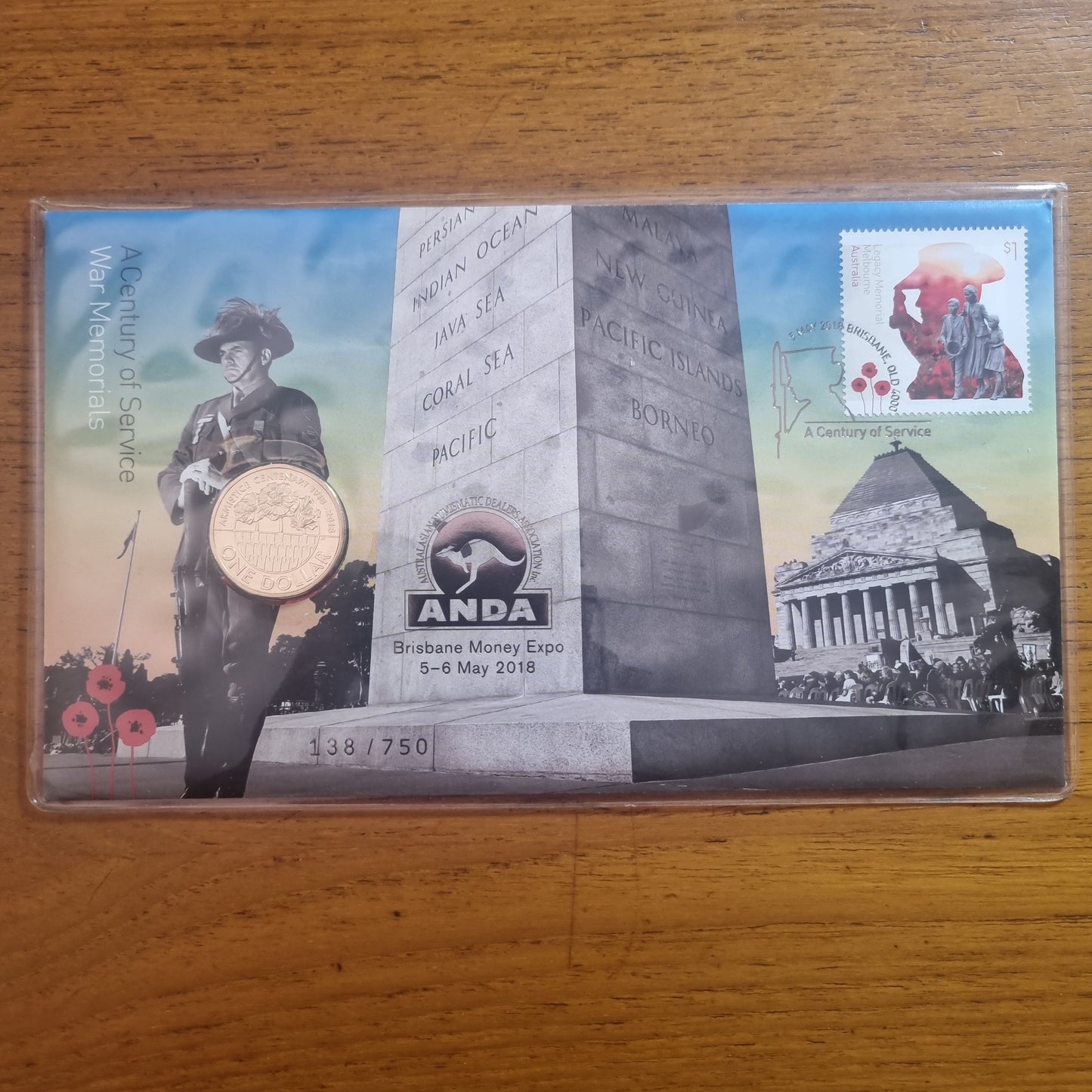 War Memorial Armistice Brisbane ANDA $1 PNC 2018