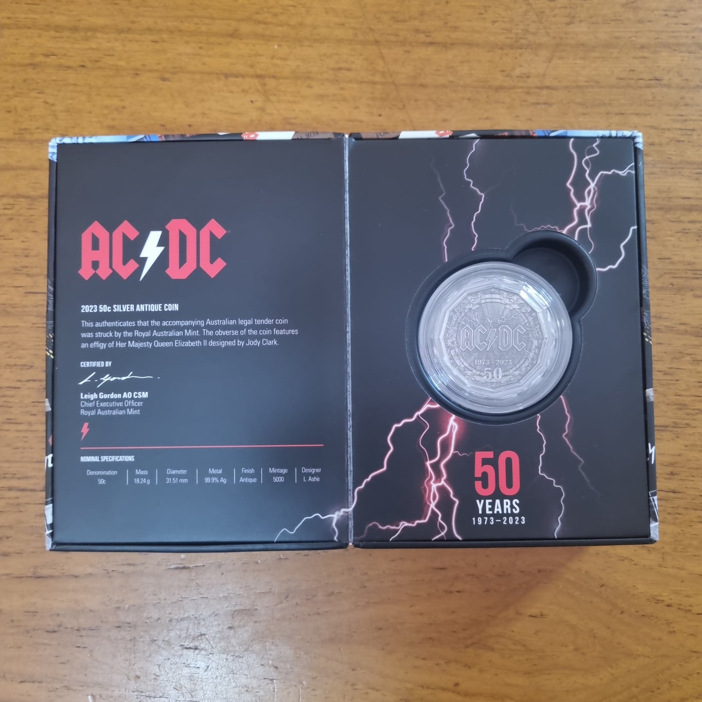 ACDC Antique Silver 50c Box