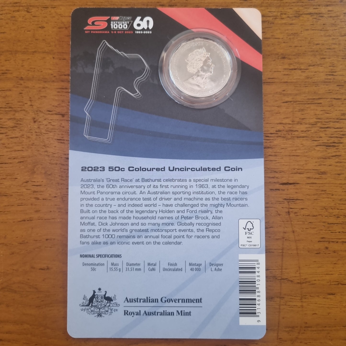 Bathurst 60th Anniversary 50c card 2023