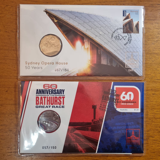 Sydney Opera House/Barhurst - Brisbane Stamp and Coin Show OVP Matching Numbered Pair OVP and Mini Sheet Set 2023