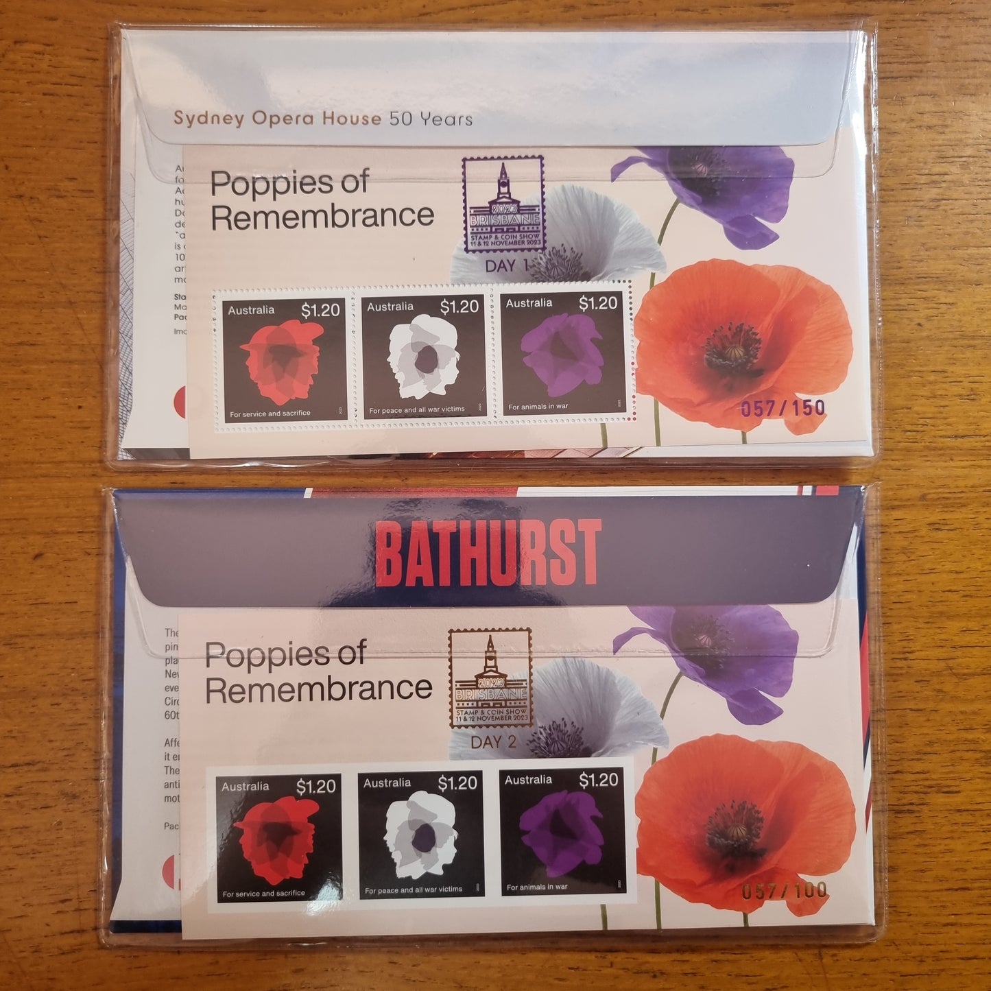 Sydney Opera House/Barhurst - Brisbane Stamp and Coin Show OVP Matching Numbered Pair OVP and Mini Sheet Set 2023