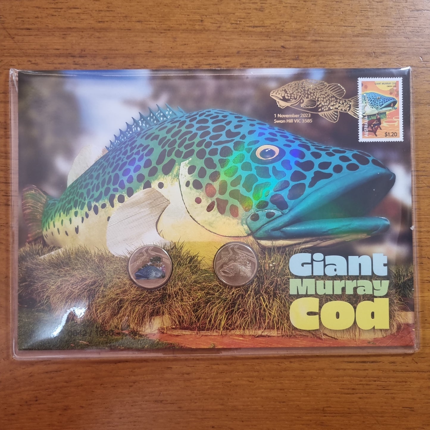 Murray Cod Large - Big Things Two Coin Coloured $1 impressions PNC 2023
