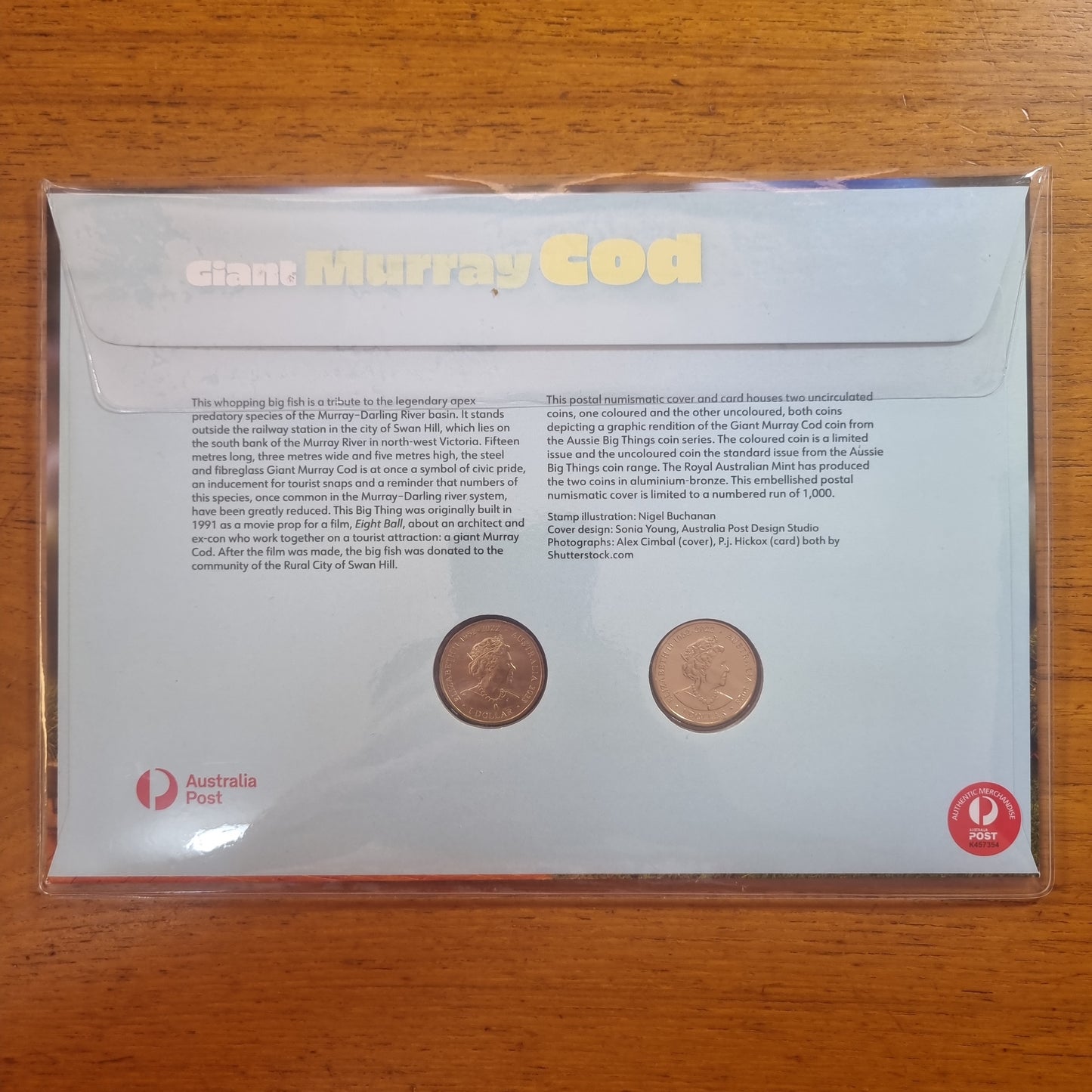 Murray Cod Large - Big Things Two Coin Coloured $1 impressions PNC 2023