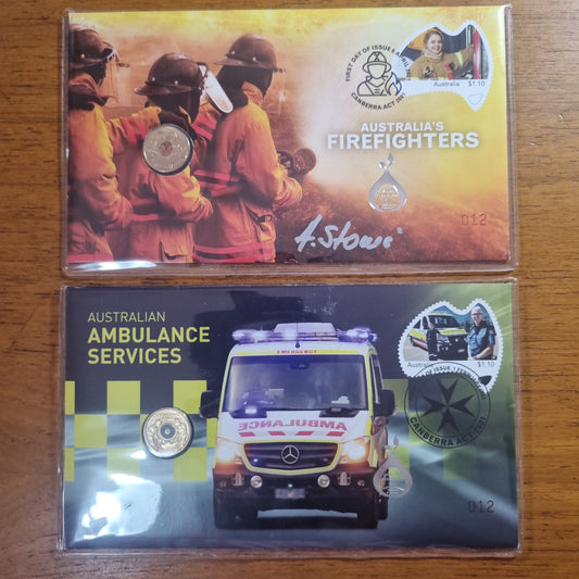 FireFighter / Ambulance $2 PNC Set, supporter - dealers release, Canberra Stamp Show 2022 (ultra low mintage 12/15, match numbered pair, signed by designer A.Stokic)