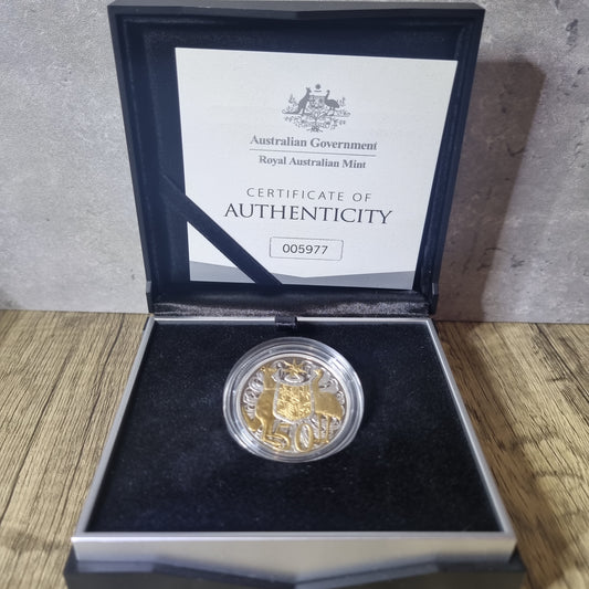 50th Anniversary of Decimal Currency Round Gold Plated Proof 50c 2016