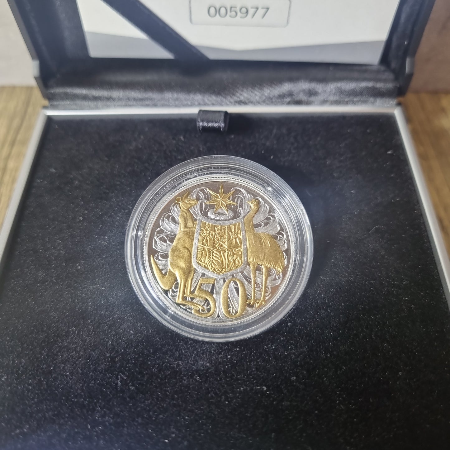 50th Anniversary of Decimal Currency Round Gold Plated Proof 50c 2016