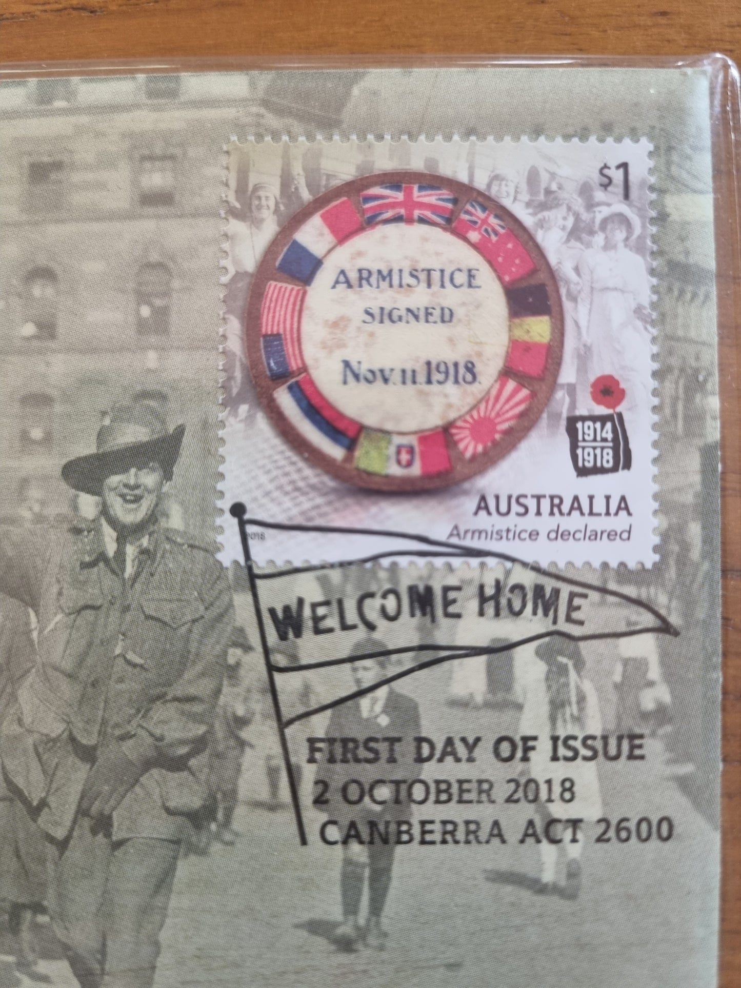 Welcome Home Centenary of WW1 $1 pnc 2018