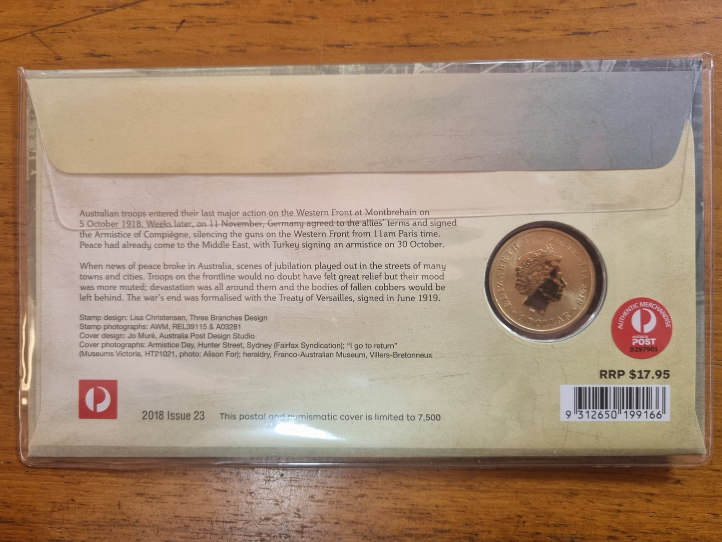 Welcome Home Centenary of WW1 $1 pnc 2018