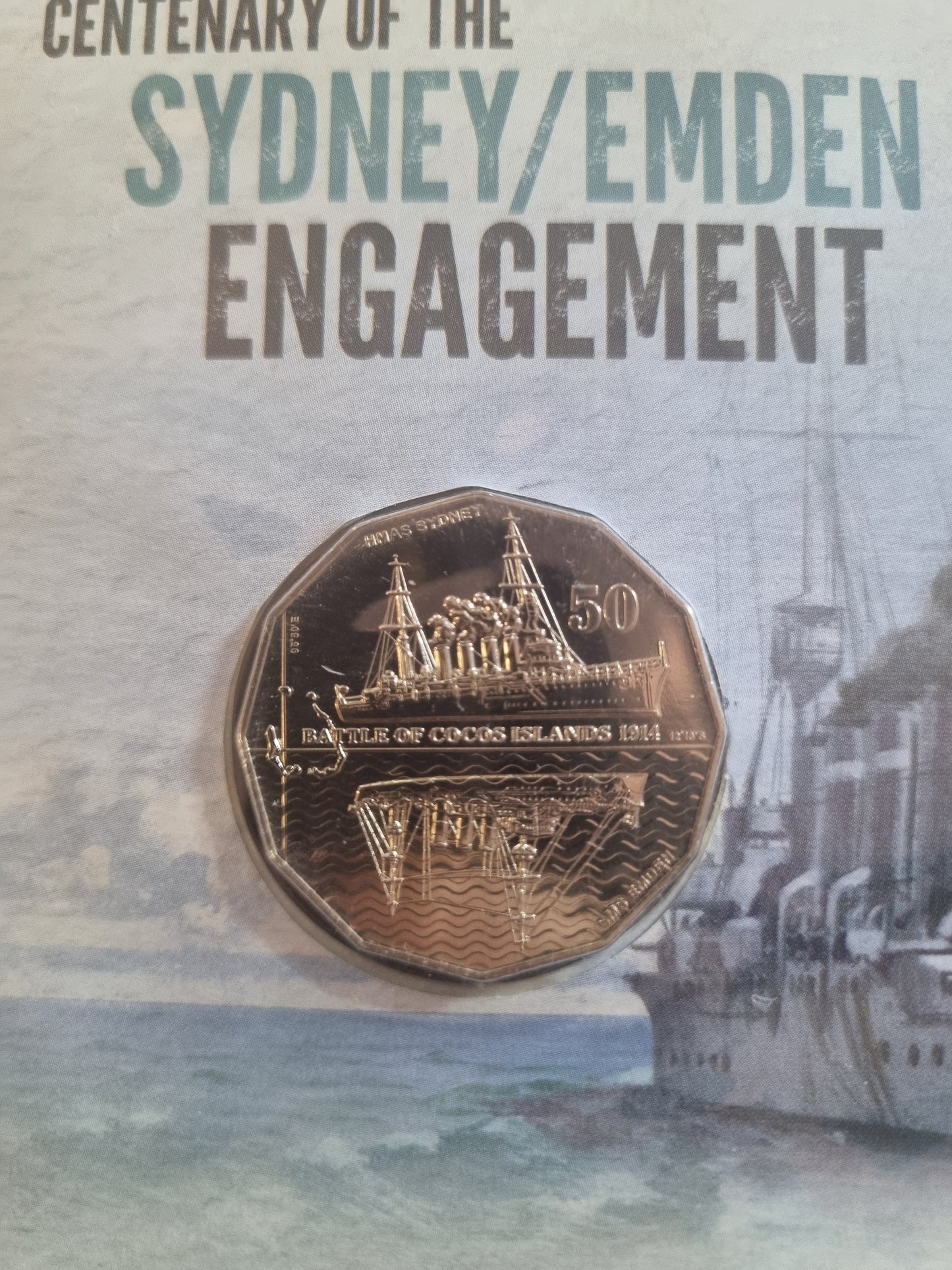 Sydney/Emden Engagement Cocos Islands 50c pnc 2014