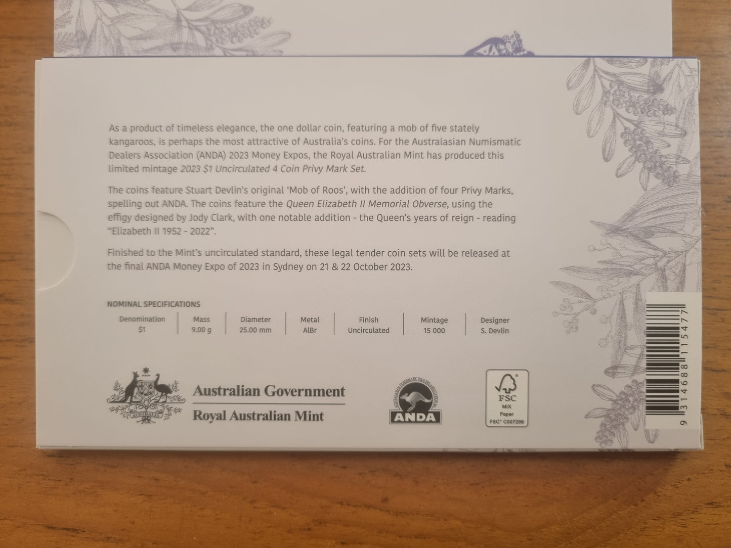 2023 ANDA Sydney Mint Set 4 x $1 Privy Set