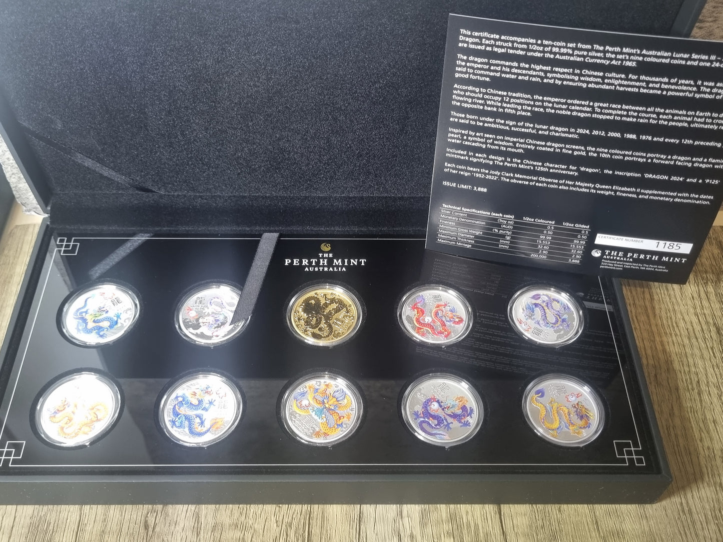 Lunar Dragon Coloured 1/2oz 10 coin silver set