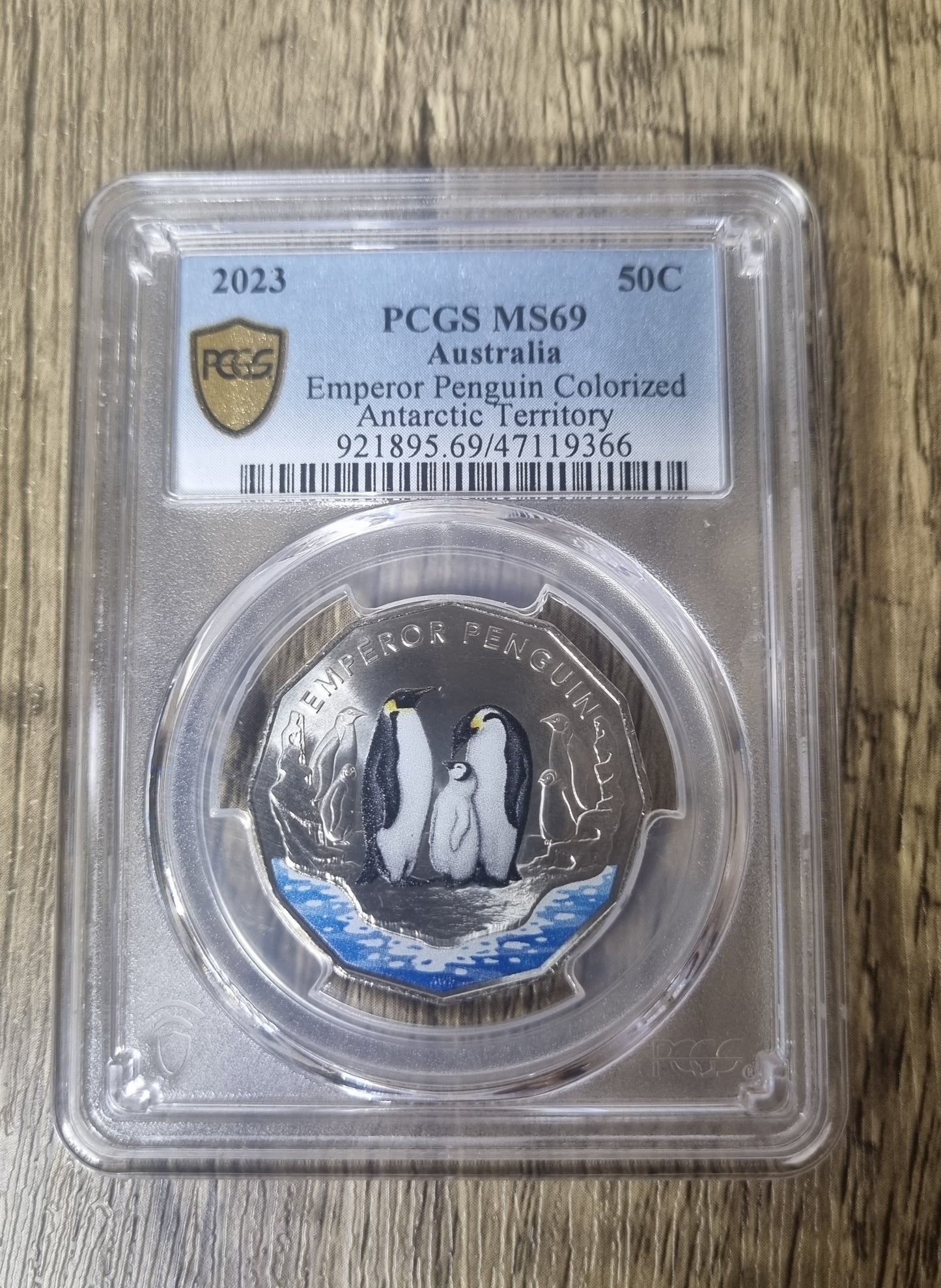 Emperor Penguin Coloured 50c MS69 2023