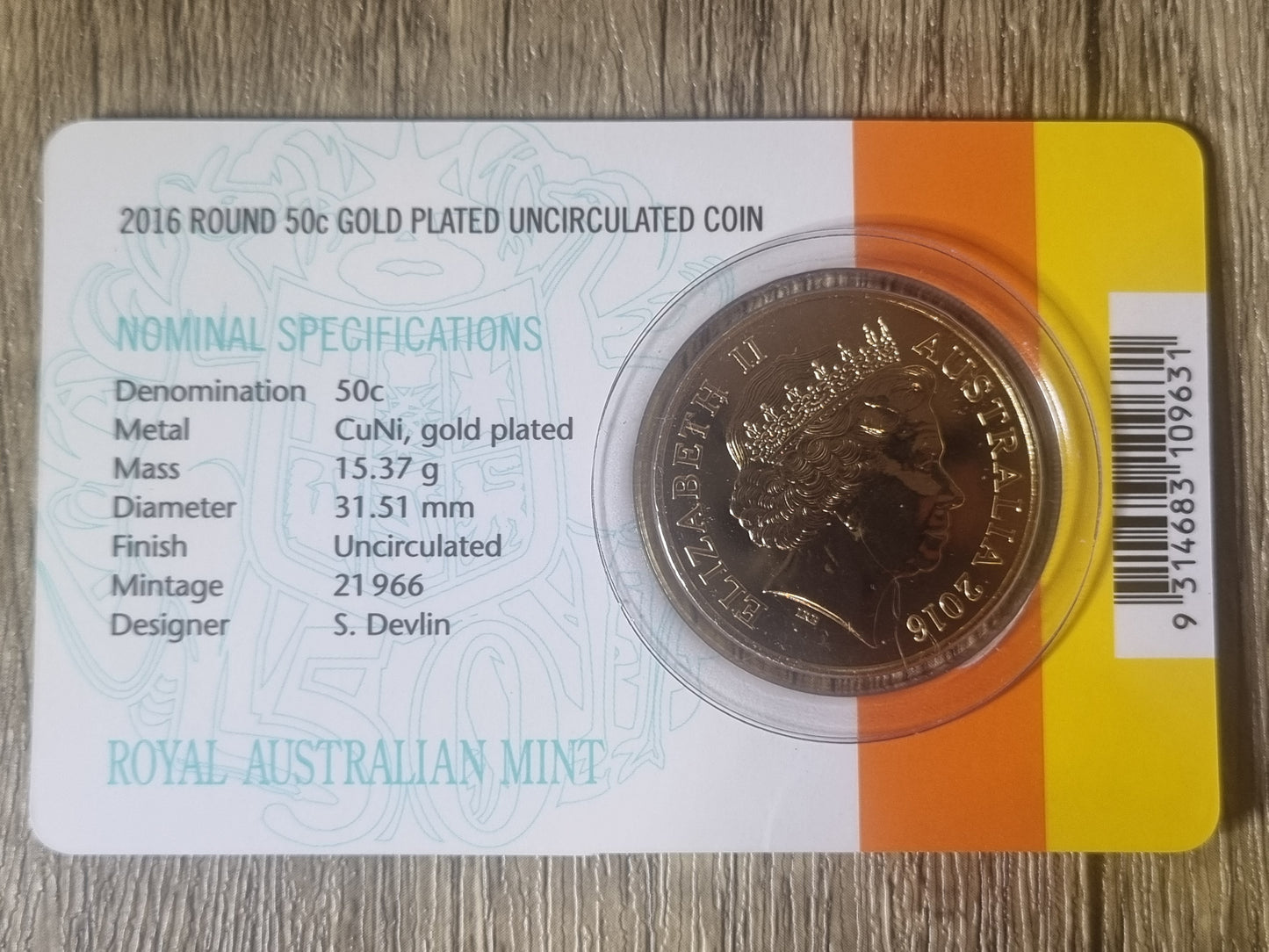 Changeover (Open Day Special 13/Feb) round 50c special edition 2016 gold plated