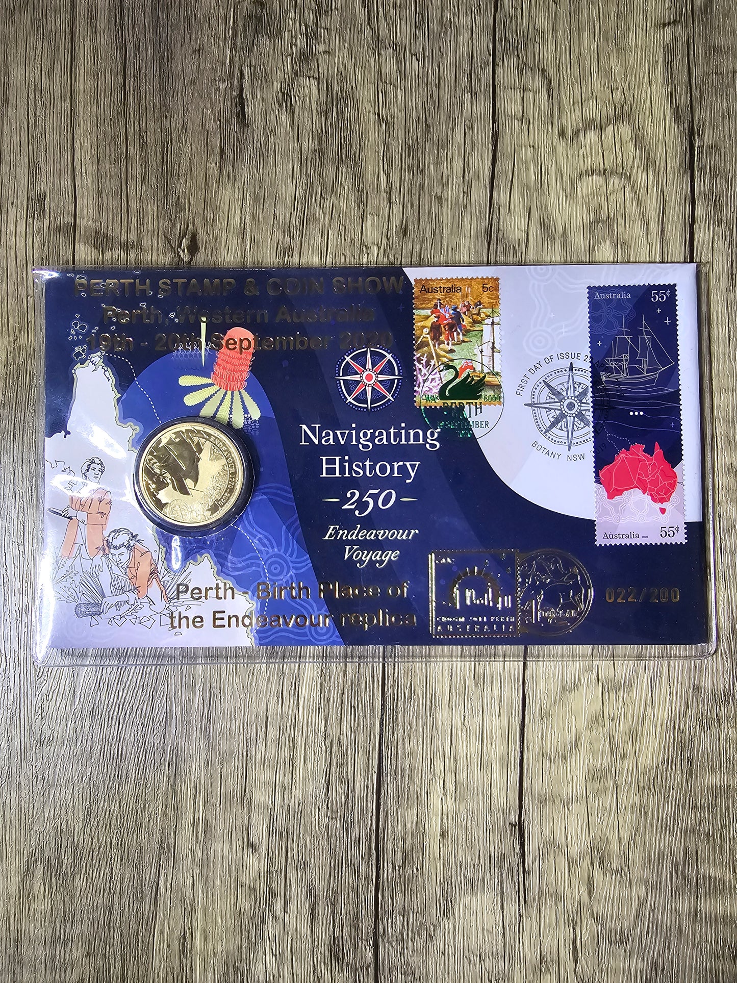 Navigating History Endeavour Voyage Perth Show 2020 OVP (Complete Set of 5 stamp variety)