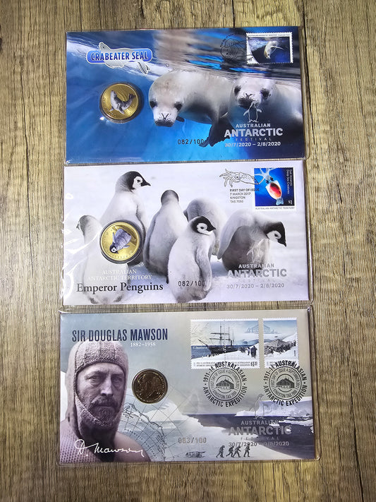 Antarctic Festival $1 2020 Silver Overprint PNC Set (3 pncs)