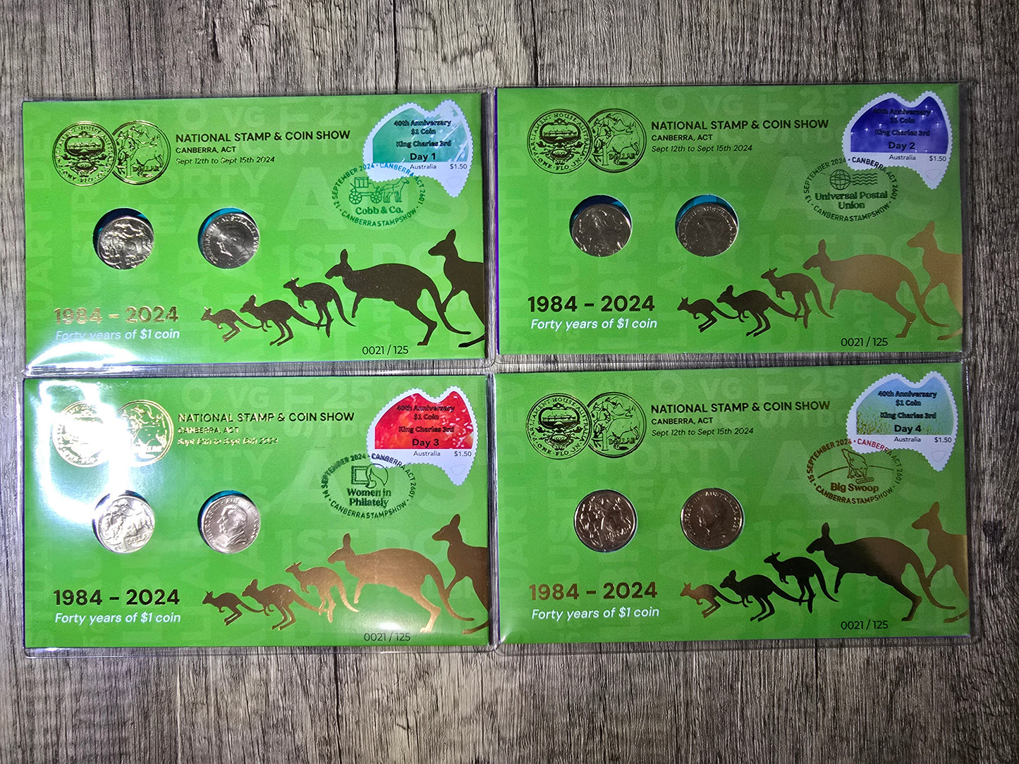 Canberra Coin Show 40 years of MOR $1 PNC Set 2024 (4 day set)