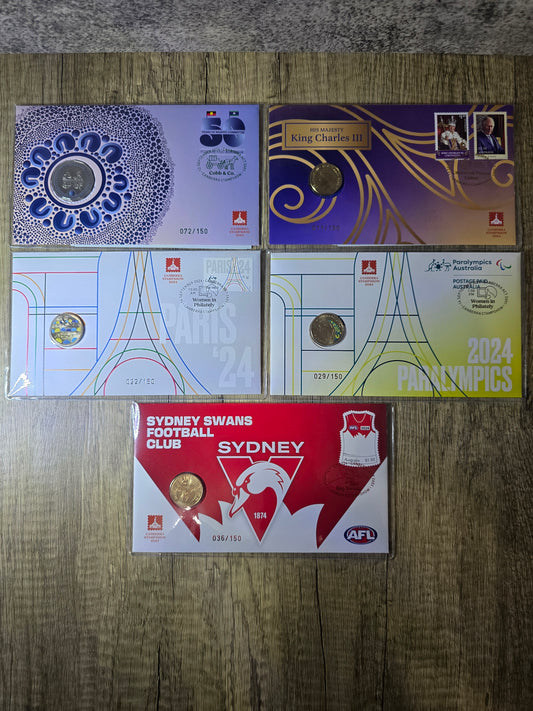 Canberra Coin Show AusPost PNC Set (5 pncs) with minisheets
