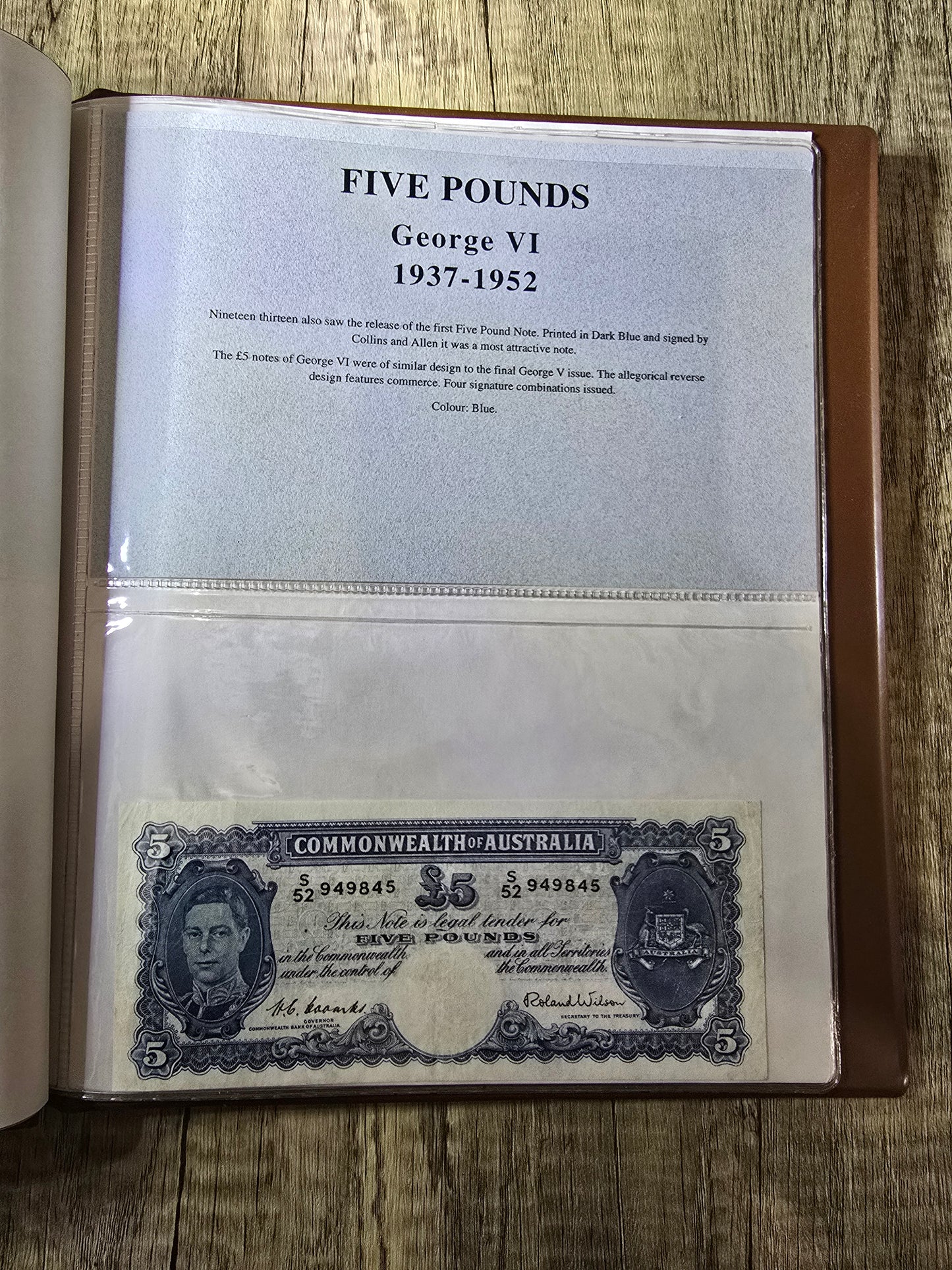 Australian Pre-Decimal Banknote Type-Set (1949-1952) VST Folder Display