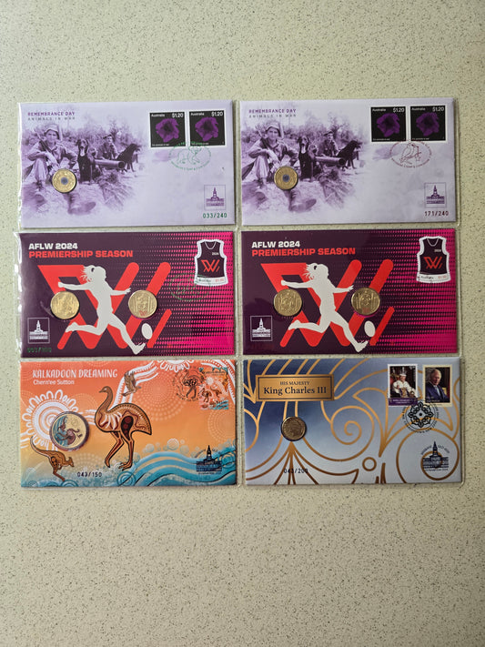 Brisbane Stamp Coin Show 2024 PNC complete set (6 pncs)