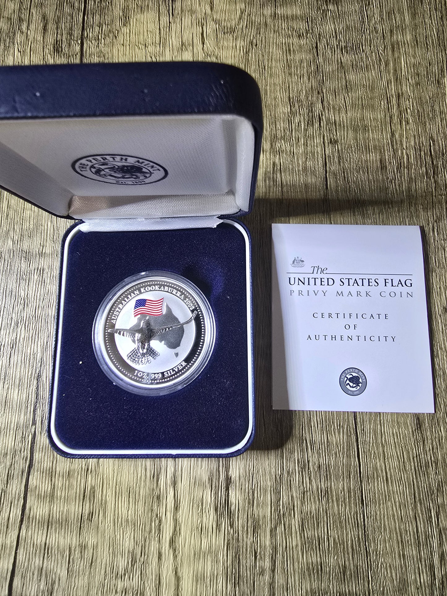 Kookaburra 1oz American Flag Privy 2001