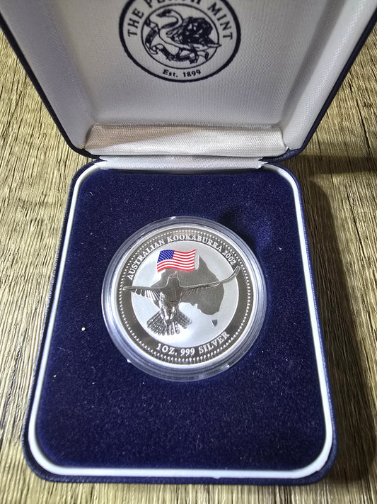 Kookaburra 1oz American Flag Privy 2001