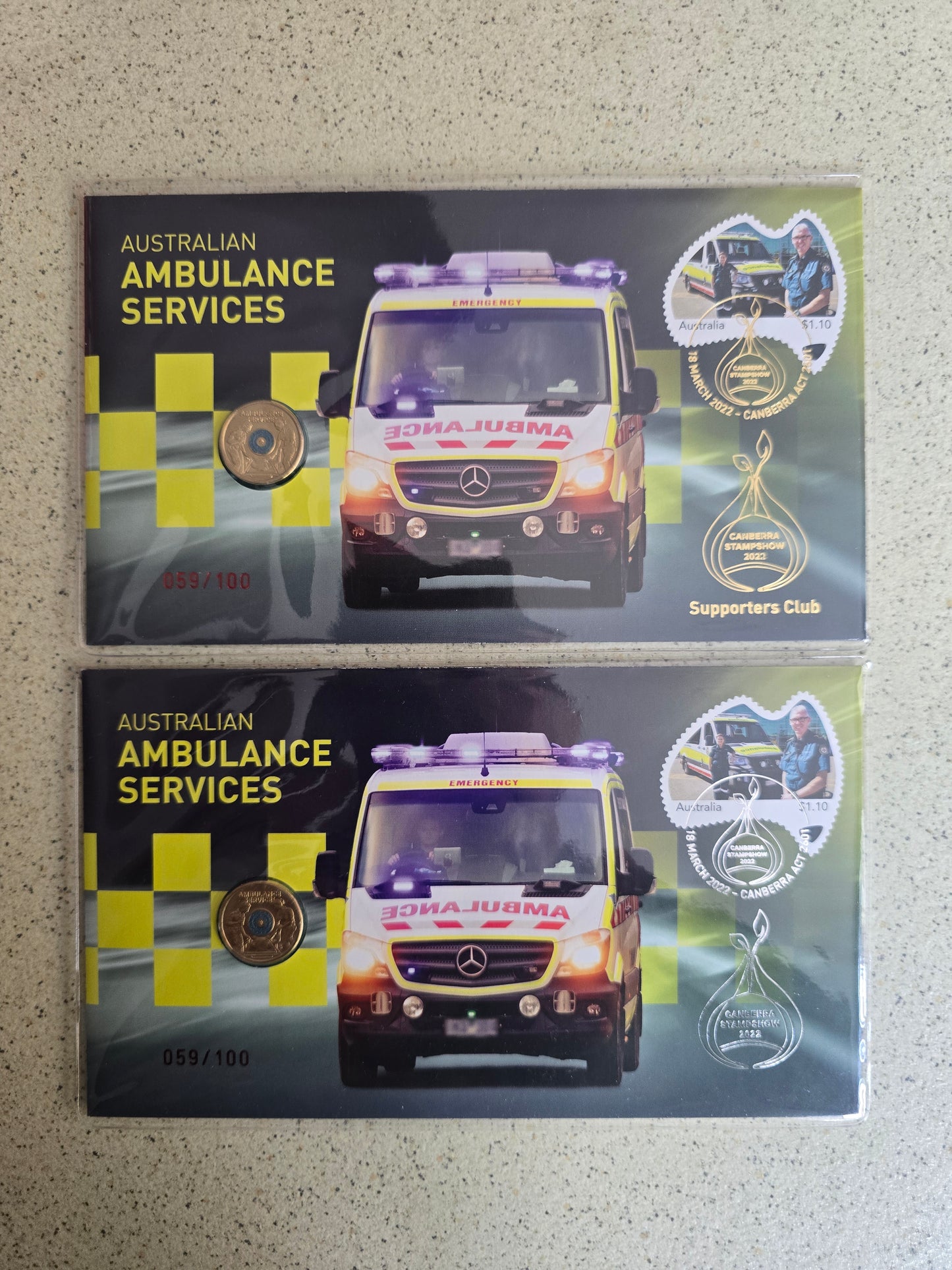 Canberra Coin & Stamp Show Supporters PNC Ambulance Gold/Silver OVP Pair 2022