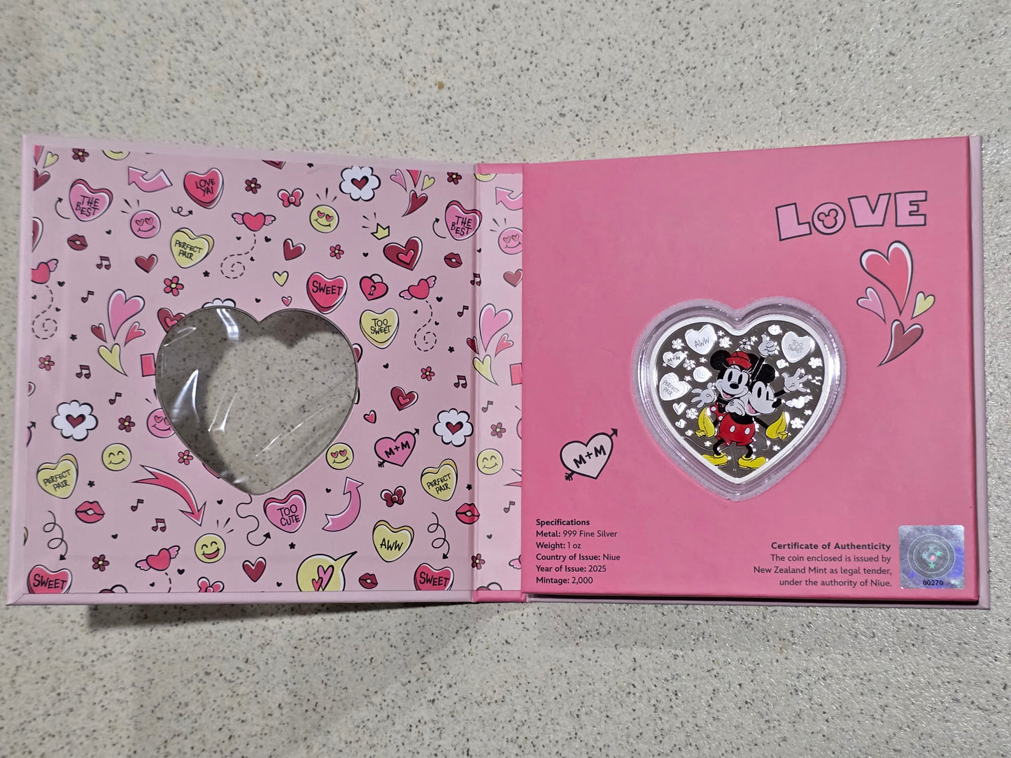 Disney Mickey-Minnie, I Love Us, 1oz NZMint