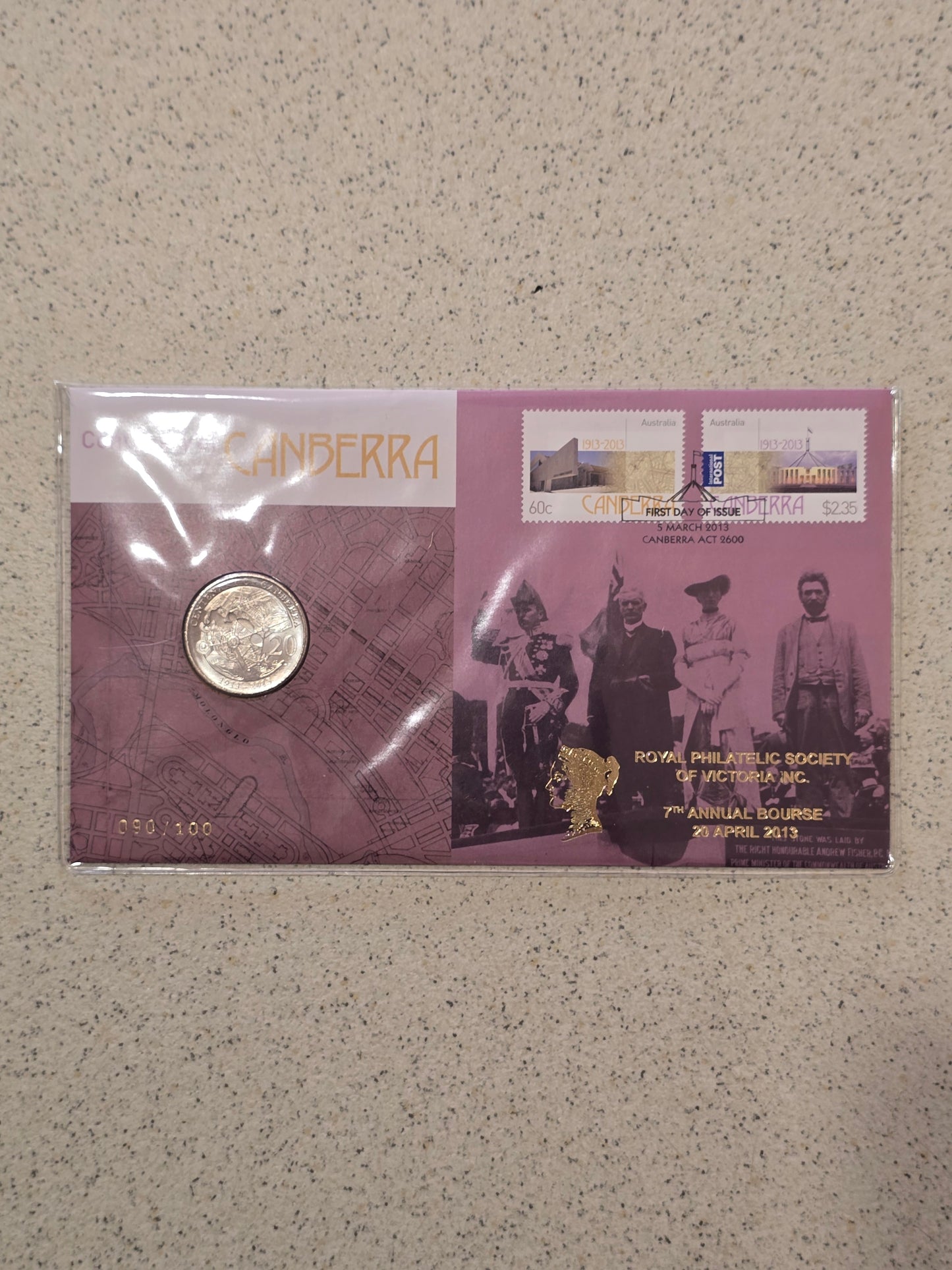 Centenary of Canberra 20c Royal Philatelic Overprint 2013