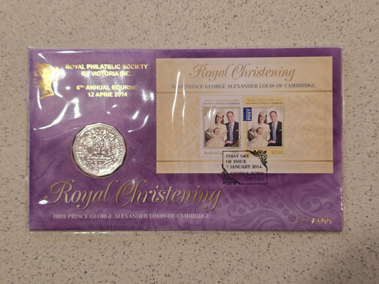 Royal Christening 50c Royal Philatelic Overprint 2014 RPSV 8th Bourse