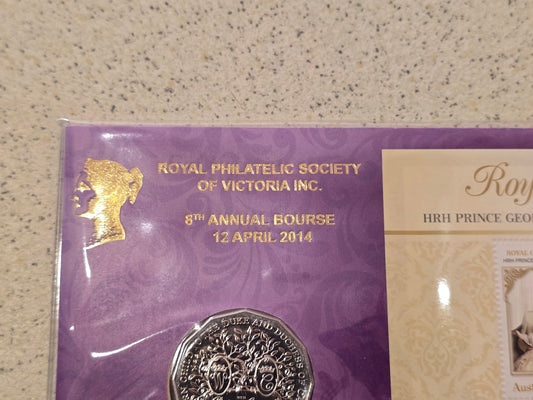 Royal Christening 50c Royal Philatelic Overprint 2014 RPSV 8th Bourse