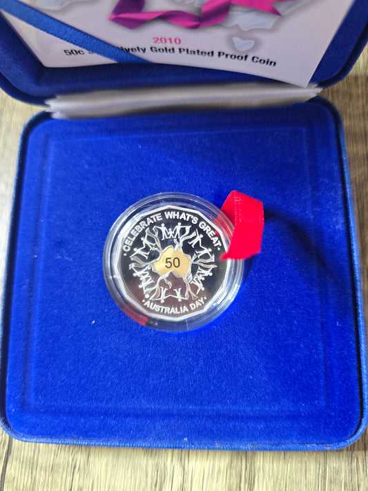 Australia Day 50c Gold Plated Proof 2010