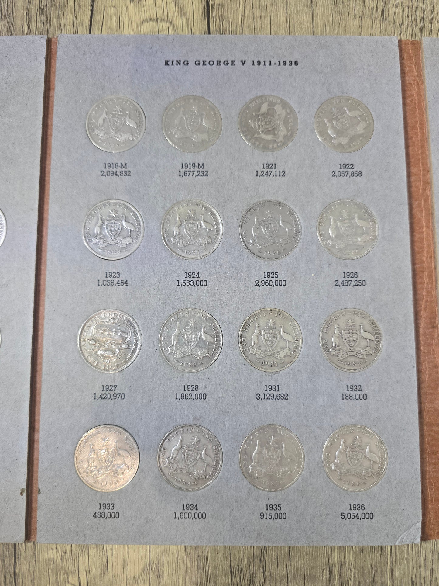Florin Set - Dansco Folder (complete set, including 1932 & 1934/35)