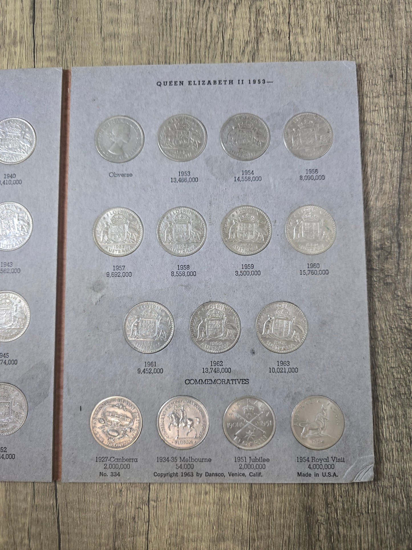 Florin Set - Dansco Folder (complete set, including 1932 & 1934/35)