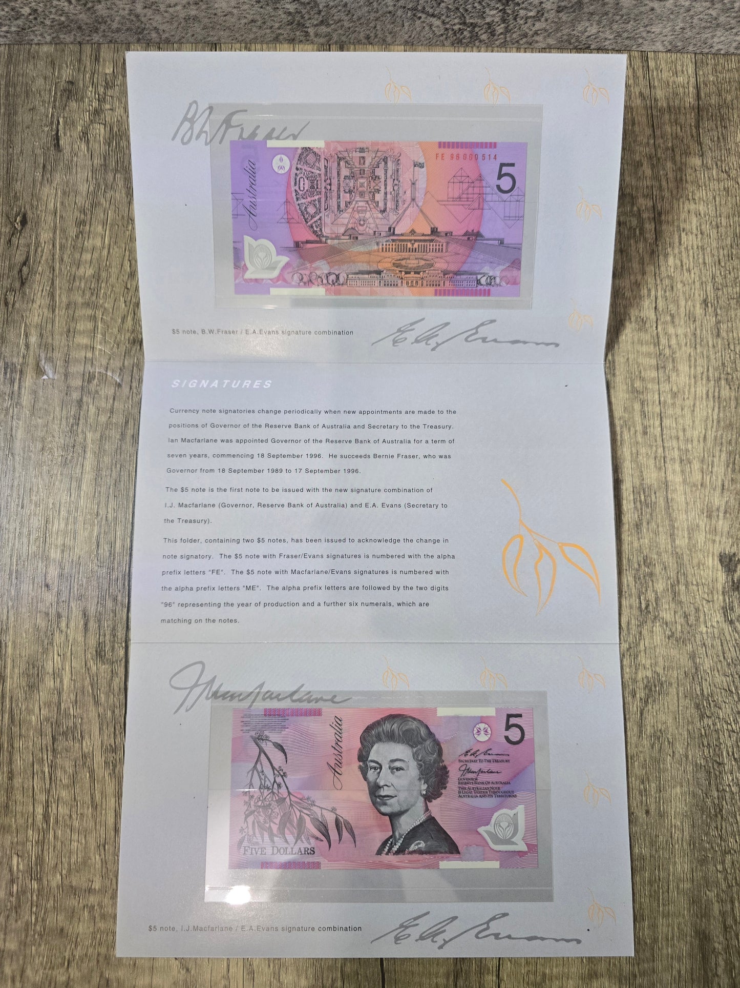 Signatures $5 Premium Folio 1996 (red serial)