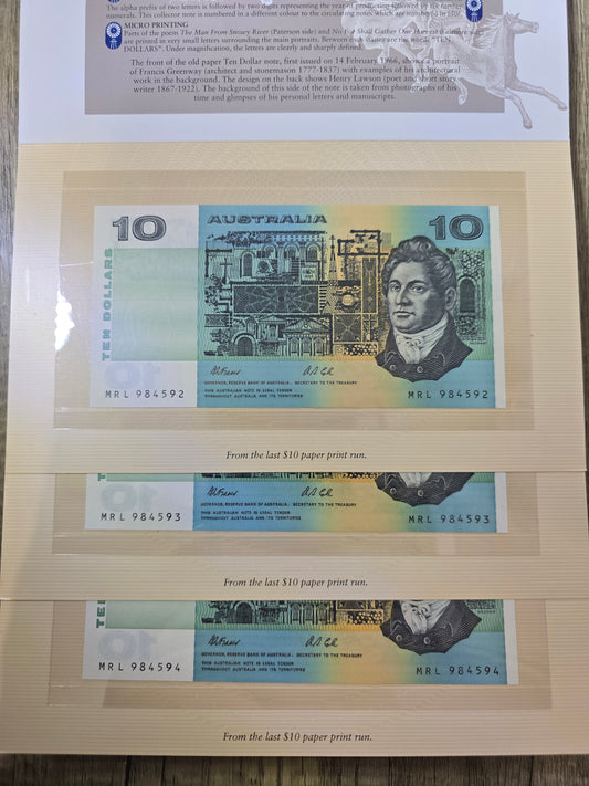 $10 NPA 1993 (consecutive run of 3 folios)