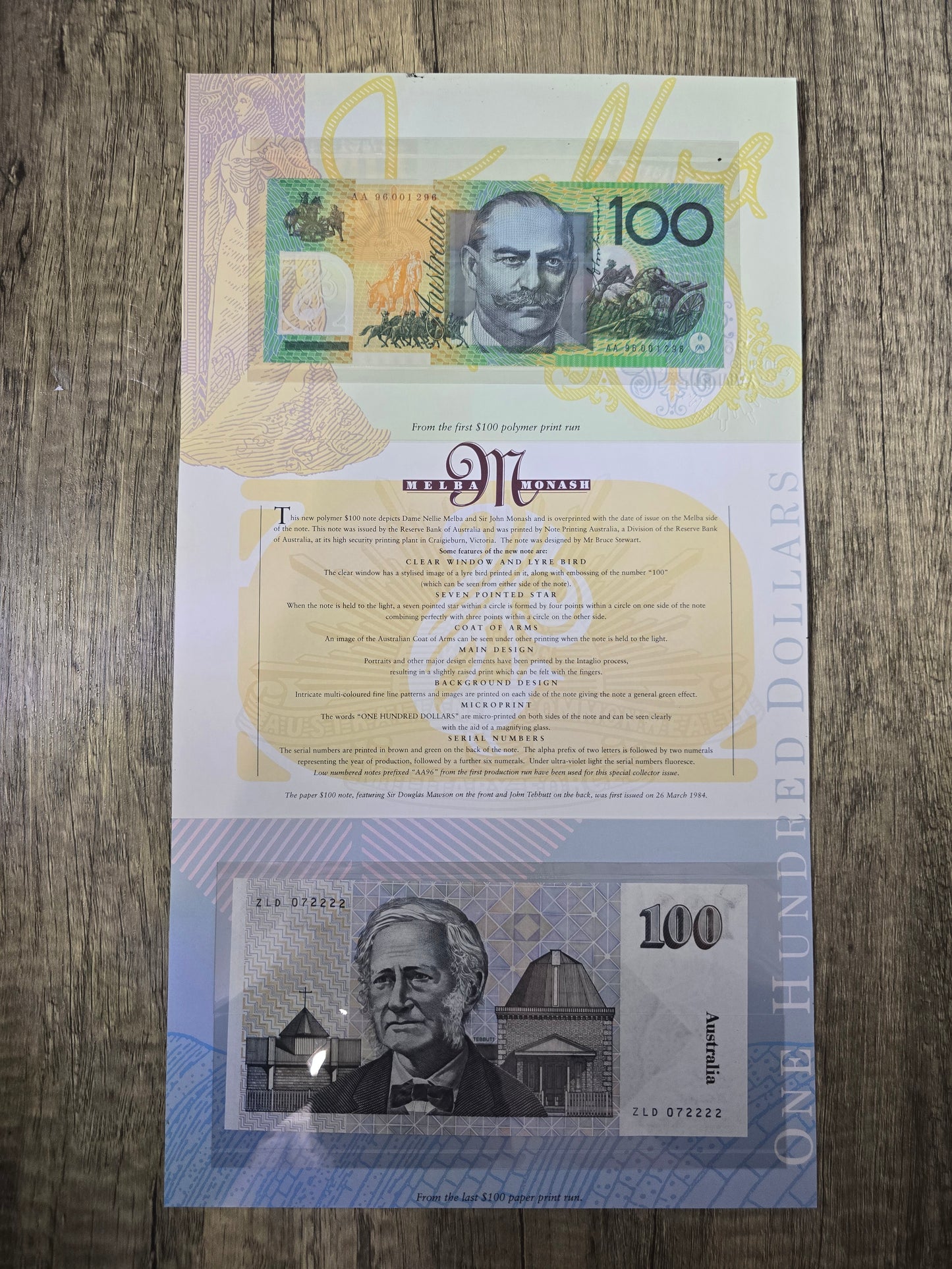 1996 $100 NPA Embossed Folio