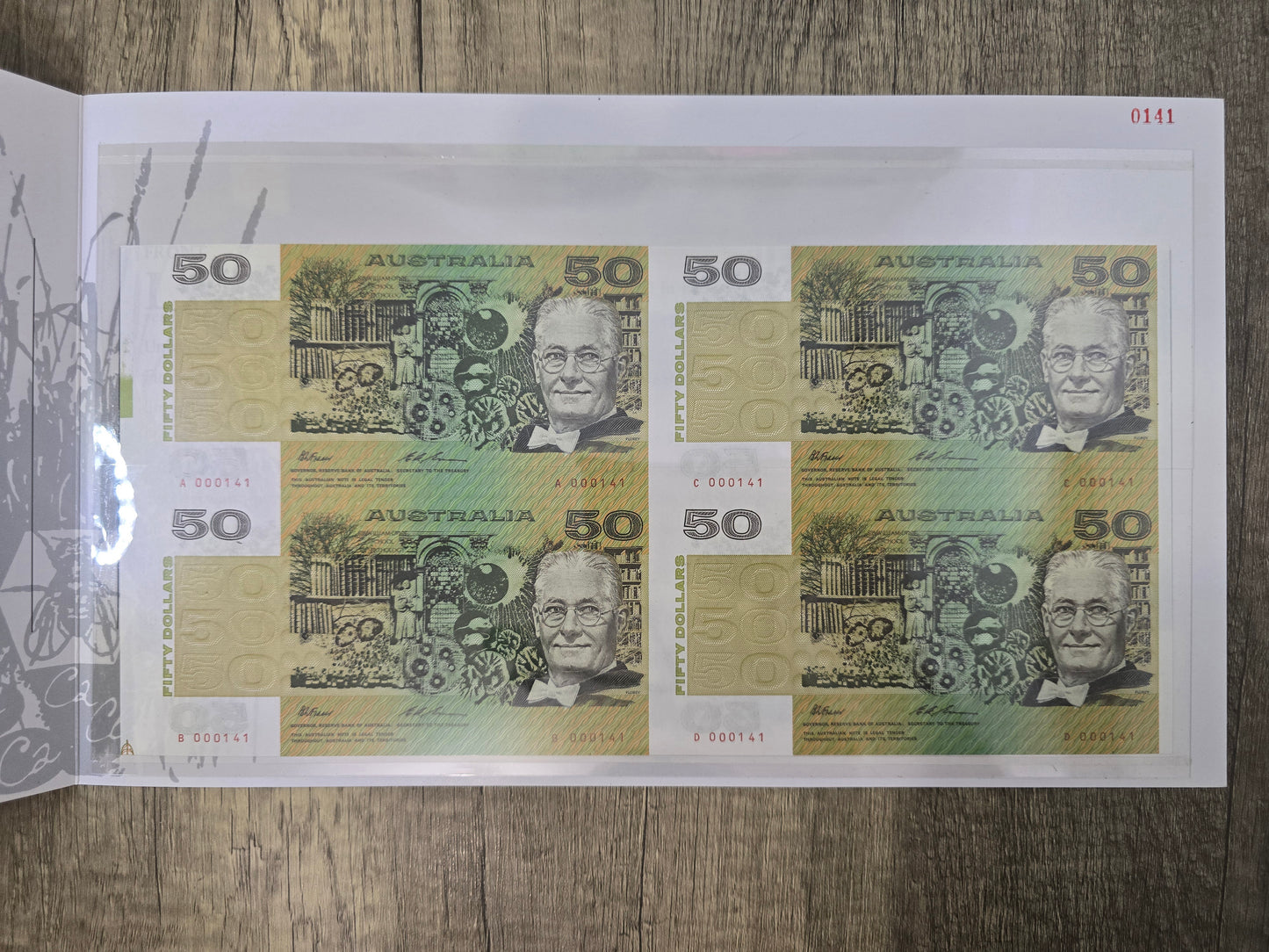 $50 Block of Four 1994 NPA Folio (Red Serial)