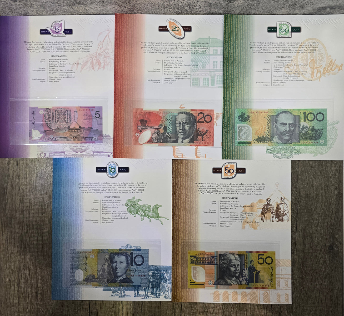 1997 NPA matching numbered first prefix set #868 (Red Serial)