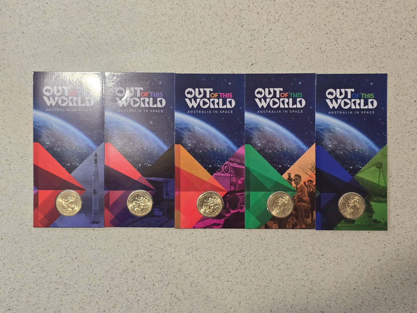 Out Of This World - Australia in Space $1 'B' (Brisbane Show) mintmark coin - 5 coin set