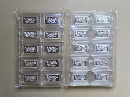 Willy Wonka +  Golden Ticket 1g silver (pair)