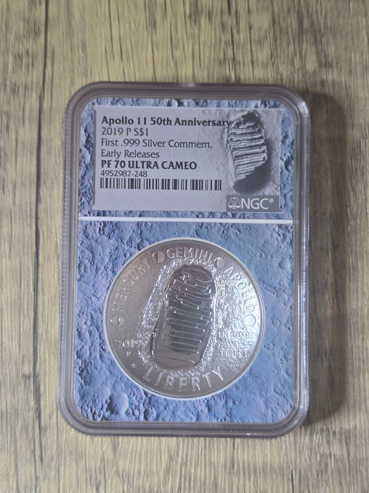 Apollo 11 50th Anniversary 1oz proof 2019 PR70 (first strike)